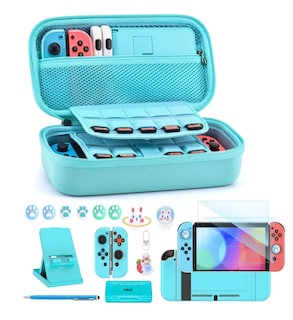 Foto 4 | Foto 4 | Kit de Accesorios para Nintendo Switch Funda Estuche 18 piezas Azul