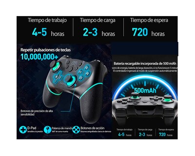 Foto 2 | Foto 2 | Control Inalámbrico Pro Para Nintendo Switch, Fotgear Joystick Remoto Bluetooth Para Consola Nintendo Switch, Gamepad