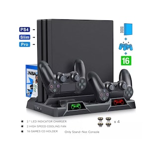 Foto 2 | Foto 2 | Base Vertical Enfriadora Cargador Controles Ps4 Slim Y Pro Eo Safe Imports Esi-14261 Negro