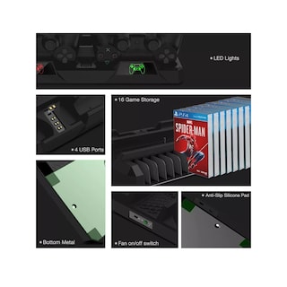 Foto 3 | Foto 3 | Base Vertical Enfriadora Cargador Controles Ps4 Slim Y Pro Eo Safe Imports Esi-14261 Negro