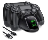 Cargadores De Controles Usb Doble Para Mandos Led Ps4 Negro