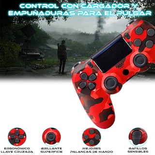 Foto 5 | Foto 5 | Control Inalámbrico para Ps4 Store Cline Camuflaje Rojo