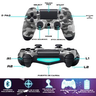Foto 3 | Foto 3 | Control Inalámbrico para Ps4 Store Cline Camuflaje Gris