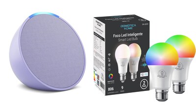 Foto 1 | Foto 1 | Kit Alexa Echo Pop Morado  + Foco Led  Inteligente 9w Certificado (2 Pk)