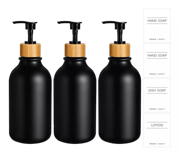 Foto 3 | Foto 3 | Juegos De Baño 3 Dispensador De Jabon De Shampoo Bambu 500 Ml Negro