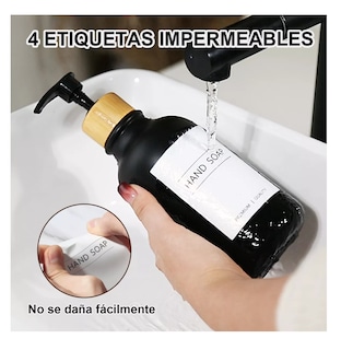 Foto 4 | Foto 4 | Juegos De Baño 3 Dispensador De Jabon De Shampoo Bambu 500 Ml Negro