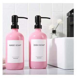 Foto 4 | Foto 4 | Dispensador De Jabon 2 Kit Vidrio Baño Accesorios Rosa