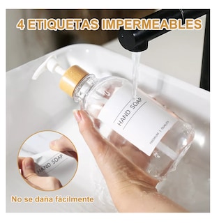 Foto 5 | Foto 5 | Juegos De Baño 3 Dispensador De Jabon De Shampoo Bambu 500 Ml Transparente