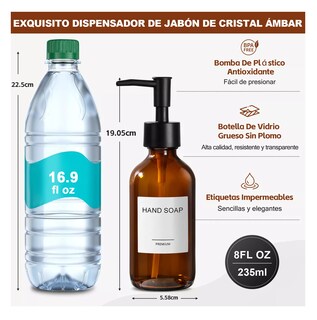 Foto 2 | Foto 2 | Dispensador De Jabon Liquido 4 Kit De Baño Y Cocina Marrón