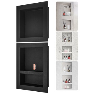 Foto 1 | Foto 1 | Hornacina De Ducha Vevor Ready Para Azulejos Con Estante Triple De 40 X 40 Cm, Color Negro - Venta Internacional.