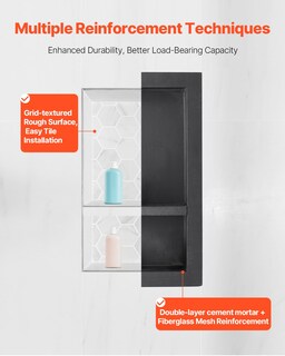 Foto 4 | Foto 4 | Hornacina De Ducha Vevor, 16 X 28 X 10 Cm, Empotrada En La Pared, Negra, Impermeable - Venta Internacional.