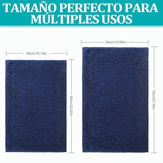 Foto 3 | Foto 3 | Alfombra para Baño Antideslizante color Azul 2 Piezas