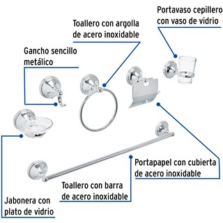 Foto 2 | Foto 2 | Accesorios de Baño Truper 6 Piezas color Plata