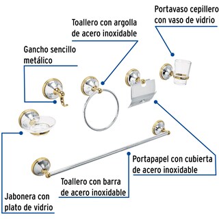 Foto 2 | Foto 2 | Accesorios para Baño Truper Aqa4001g 6 Piezas color Plata
