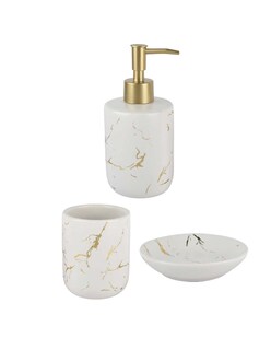 Foto 1 | Foto 1 | Juego de Accesorios para Baño Zense Argel de Cerámica Blanca con Detalles en color Oro
