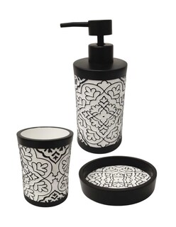 Foto 1 | Foto 1 | Juego de Accesorios para Baño Zense Cracovia de 3 Piezas en Poliresina Negra y Blanca