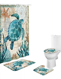 Foto 2 | Foto 2 | Cortina de Baño Y 3 Alfombrillas + Termo De Agua Güish