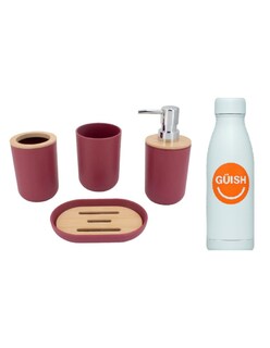 Foto 1 | Foto 1 | Accesorios De Baño Set De 4 Piezas Color Vino + Gratis Termo Güish De Regalo