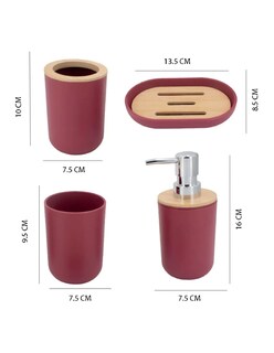 Foto 3 | Foto 3 | Accesorios De Baño Set De 4 Piezas Color Vino + Gratis Termo Güish De Regalo