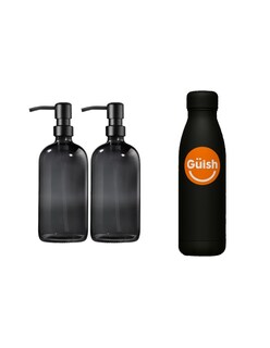 Foto 1 | Foto 1 | Dispensador De Jabon 2 Kit Vidrio Gris Oscuro + Gratis Termo Güish De Regalo