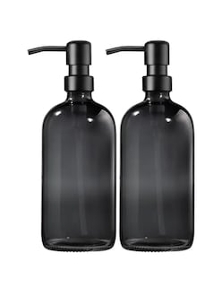 Foto 2 | Foto 2 | Dispensador De Jabon 2 Kit Vidrio Gris Oscuro + Gratis Termo Güish De Regalo