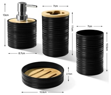 Foto 2 | Foto 2 | Xtellar Elegante Set De Accesorios Para Baño De 4 Piezas Bambú Y Plástico Premium