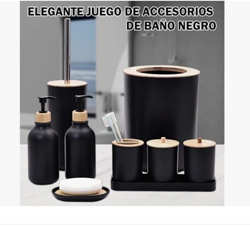 Foto 3 | Foto 3 | Juego De Accesorios Baño Set 9 Pzs Completo Plástico Y Bambú