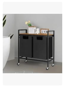 Foto 3 | Foto 3 | Cesto De Ropa Sucia Color Marrón Con Doble Compartimiento Bolsas Extraíbles Y Estante Superior Organizador Duradero De