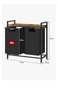 Foto 4 | Foto 4 | Cesto De Ropa Sucia Color Marrón Con Doble Compartimiento Bolsas Extraíbles Y Estante Superior Organizador Duradero De