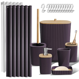 Foto 1 | Foto 1 | Set De Accesorios De Baño Clara Clark Purple 20 Piezas Con Cortina De Ducha - Venta Internacional.
