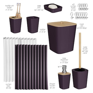 Foto 2 | Foto 2 | Set De Accesorios De Baño Clara Clark Purple 20 Piezas Con Cortina De Ducha - Venta Internacional.