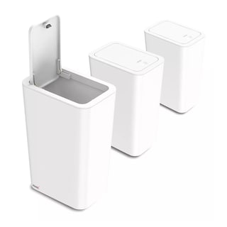 Foto 1 | Foto 1 | Set De 3 Cubos Para Basura Con Tapa Emergente Blancos