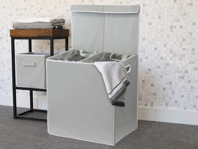 Foto 5 | Foto 5 | Cesto Para Ropa Sucia Simple Houseware Doble Con Tapa Gris - Venta Internacional.