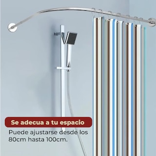 Foto 3 | Foto 3 | Tubo Plateado para Cortina de Baño en Escuadra Ajustable 80 x 100 cm