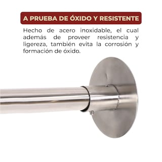 Foto 4 | Foto 4 | Tubo Plateado para Cortina de Baño en Escuadra Ajustable 80 x 100 cm