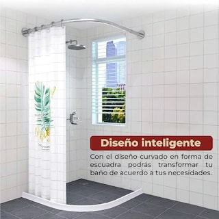 Foto 5 | Foto 5 | Tubo Plateado para Cortina de Baño en Escuadra Ajustable 80 x 100 cm