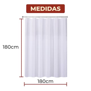 Foto 8 | Foto 8 | Cortina De Baño Impermeable 180 X 180cm Color Blanco + Ganchos De Acero
