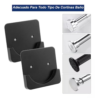 Foto 4 | Foto 4 | Soporte De Barra De Cortina Ganchos De Pared Cortinero 4pzs Eo Safe Imports Esi-15603 Negro