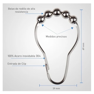 Foto 2 | Foto 2 | Kit De 12 Ganchos De Cortina De Baño De Acero Inoxidable Eo Safe Imports Esi-18918 Dorado
