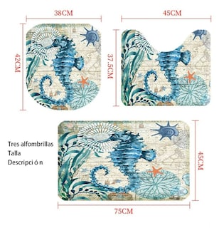 Foto 3 | Foto 3 | Set De Baño Premium Xtellar Animales Marinos: Cortina Impermeable Y Juego De 3 Alfombrillas De Lujo