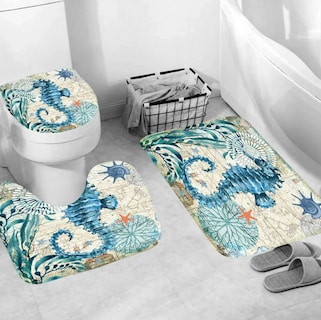 Foto 4 | Foto 4 | Set De Baño Premium Xtellar Animales Marinos: Cortina Impermeable Y Juego De 3 Alfombrillas De Lujo