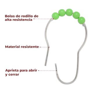 Foto 4 | Foto 4 | Ganchos de Acero Inoxidable para Cortinas de Baño Verdes Set de 12