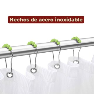 Foto 5 | Foto 5 | Ganchos de Acero Inoxidable para Cortinas de Baño Verdes Set de 12