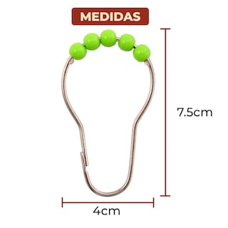 Foto 6 | Foto 6 | Ganchos de Acero Inoxidable para Cortinas de Baño Verdes Set de 12