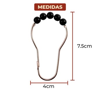 Foto 6 | Foto 6 | Ganchos de Acero Inoxidable para Cortinas de Baño Negros Set de 12