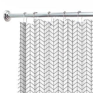 Foto 2 | Foto 2 | Cortina De Baño Impermeable 180 X 180 Cm Diseño De Líneas + Ganchos De Acero Inoxidable