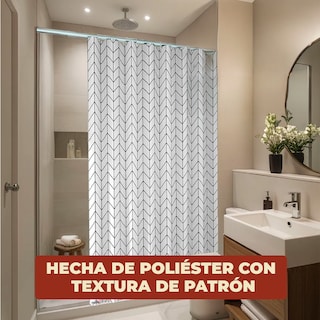 Foto 6 | Foto 6 | Cortina De Baño Impermeable 180 X 180 Cm Diseño De Líneas + Ganchos De Acero Inoxidable