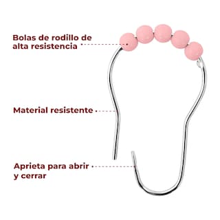 Foto 4 | Foto 4 | Ganchos de Acero Inoxidable para Cortinas de Baño Rosa Set de 12