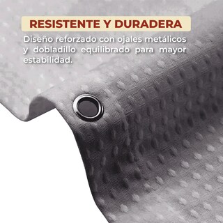 Foto 5 | Foto 5 | Cortina De Baño Con Tejido De Gofre 180 X 180 Cm Color Gris + Ganchos Acero Inoxidable