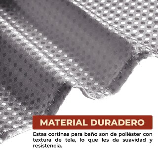 Foto 6 | Foto 6 | Cortina De Baño Con Tejido De Gofre 180 X 180 Cm Color Gris + Ganchos Acero Inoxidable